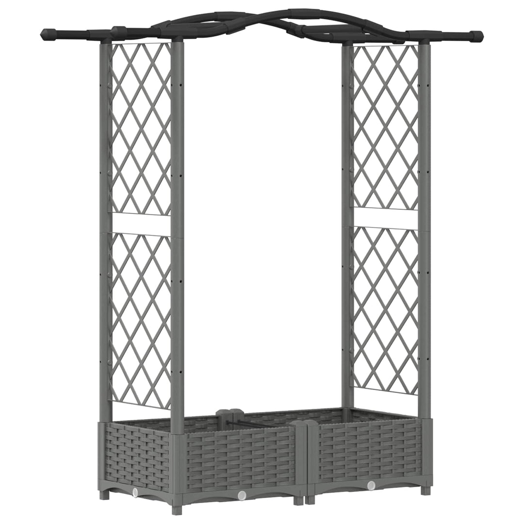 Hævet Bed med Trellis og Tag Lysegrå 124 x 40 x 125 cm PP