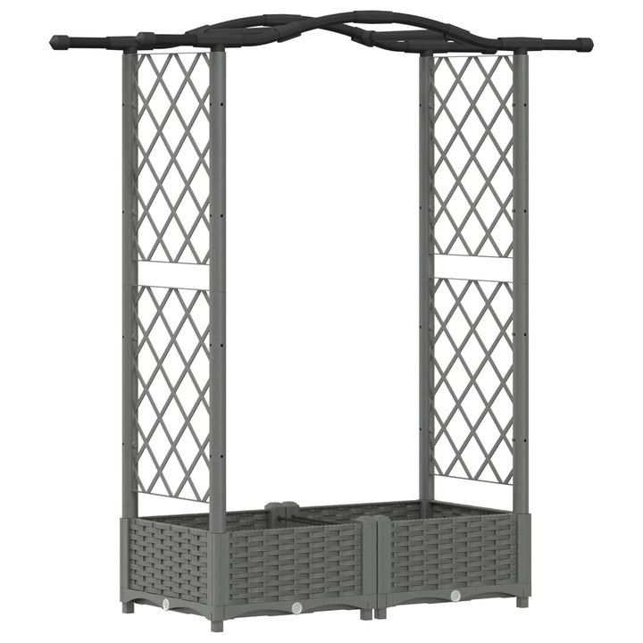 Hævet Bed med Trellis og Tag Lysegrå 124 x 40 x 125 cm PP