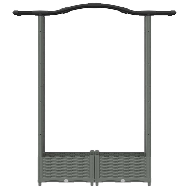 Hævet Bed med Trellis og Tag Lysegrå 124 x 40 x 125 cm PP