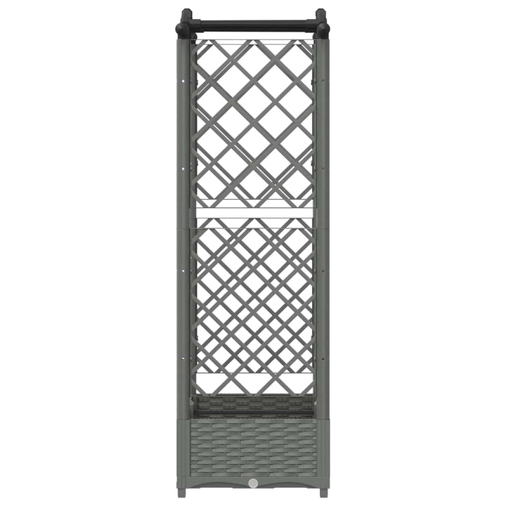 Hævet Bed med Trellis og Tag Lysegrå 124 x 40 x 125 cm PP