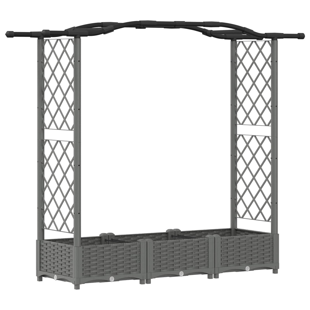 Hævet Bed med Trellis og Tag Lysegrå 169 x 40 x 125 cm PP