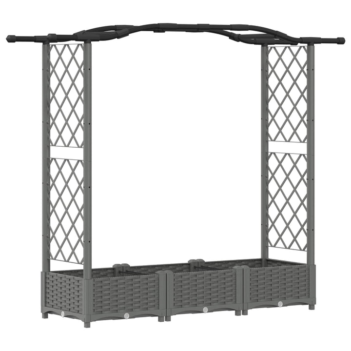 Hævet Bed med Trellis og Tag Lysegrå 169 x 40 x 125 cm PP