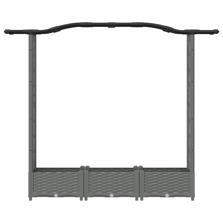 Hævet Bed med Trellis og Tag Lysegrå 169 x 40 x 125 cm PP