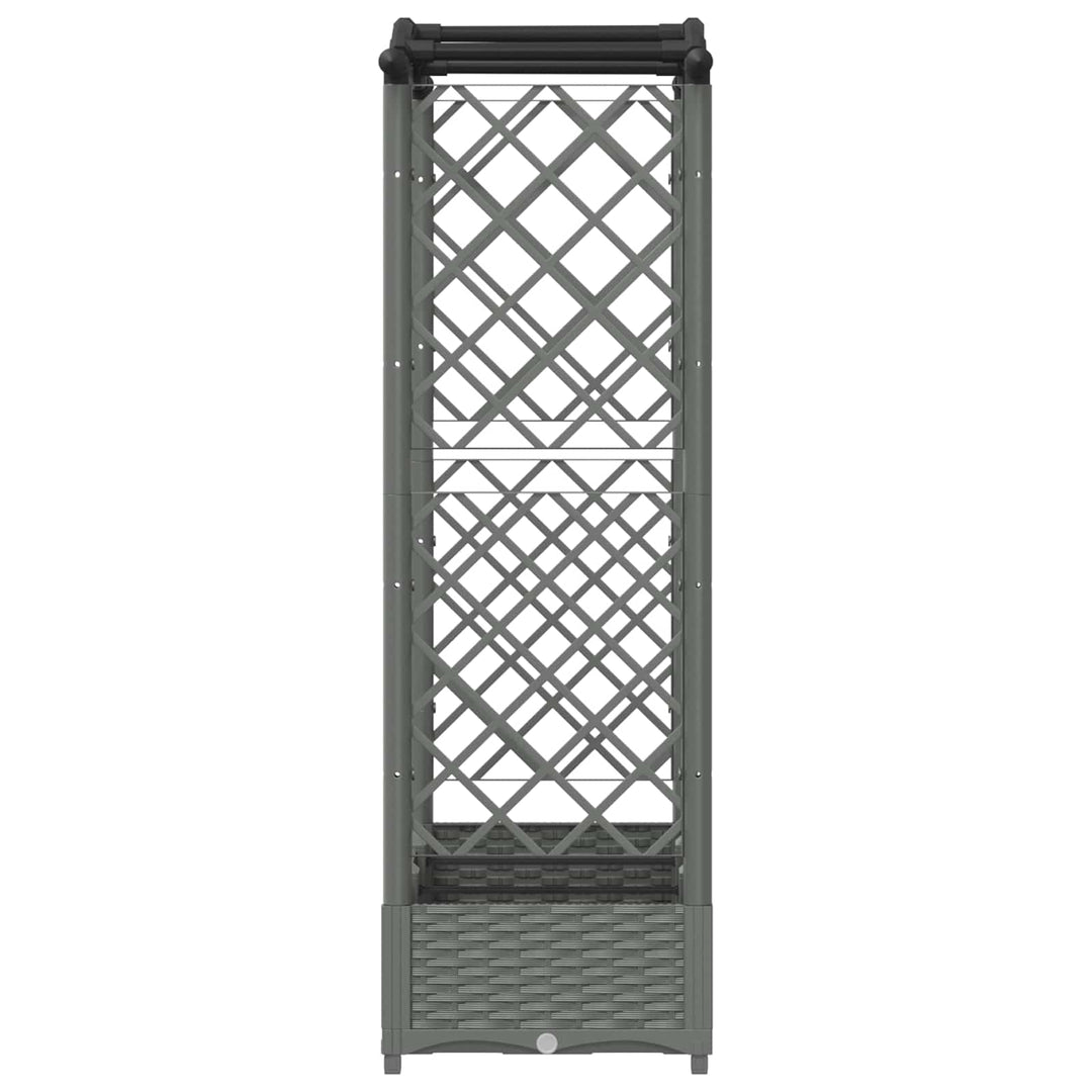 Hævet Bed med Trellis og Tag Lysegrå 169 x 40 x 125 cm PP