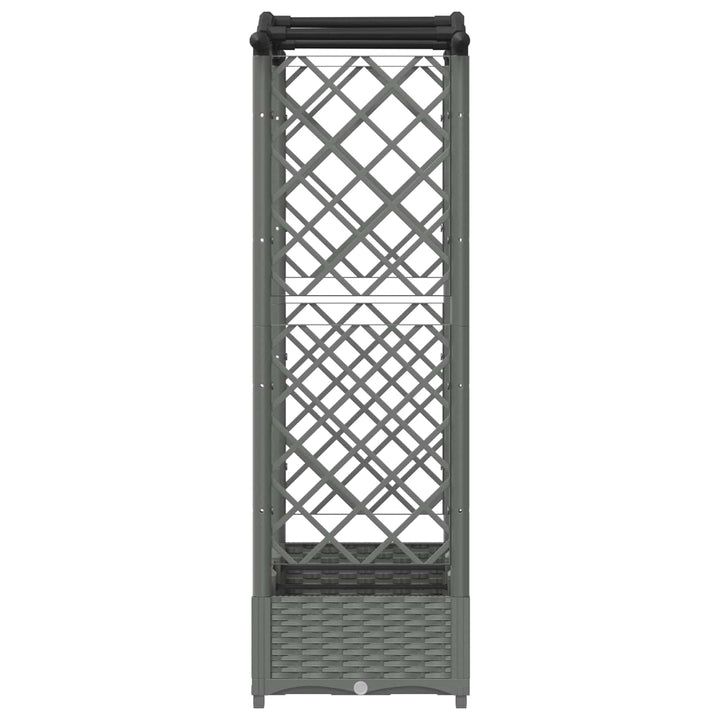 Hævet Bed med Trellis og Tag Lysegrå 169 x 40 x 125 cm PP