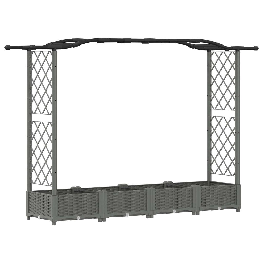 Hævet Bed med Trellis og Tag Lysegrå 207 x 40 x 126 cm PP