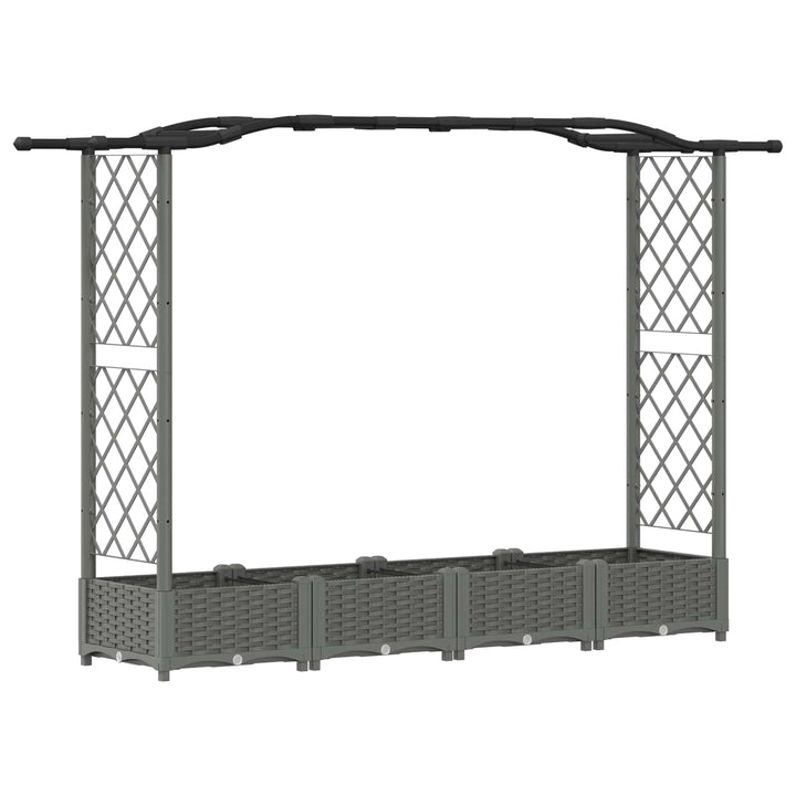 Hævet Bed med Trellis og Tag Lysegrå 207 x 40 x 126 cm PP