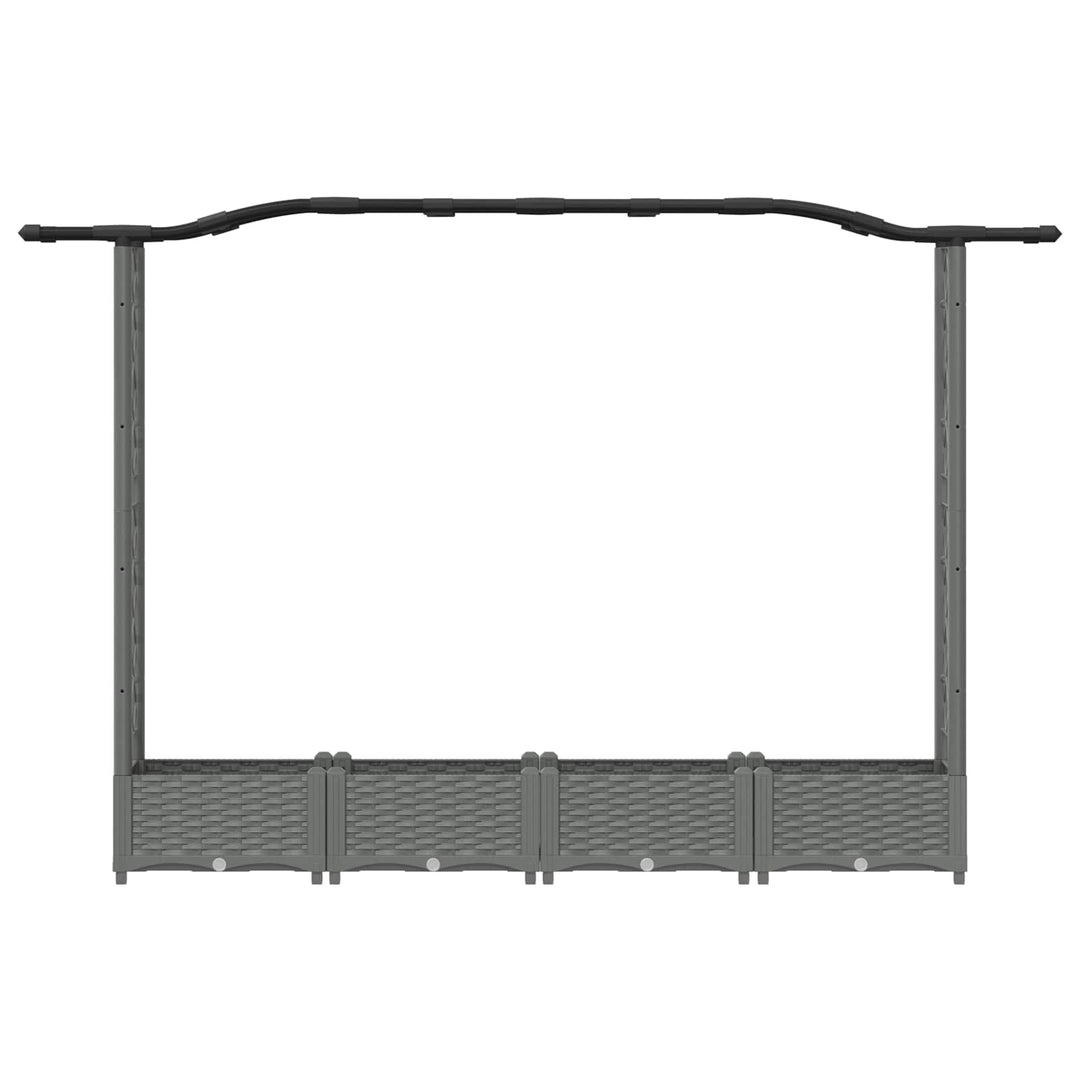 Hævet Bed med Trellis og Tag Lysegrå 207 x 40 x 126 cm PP