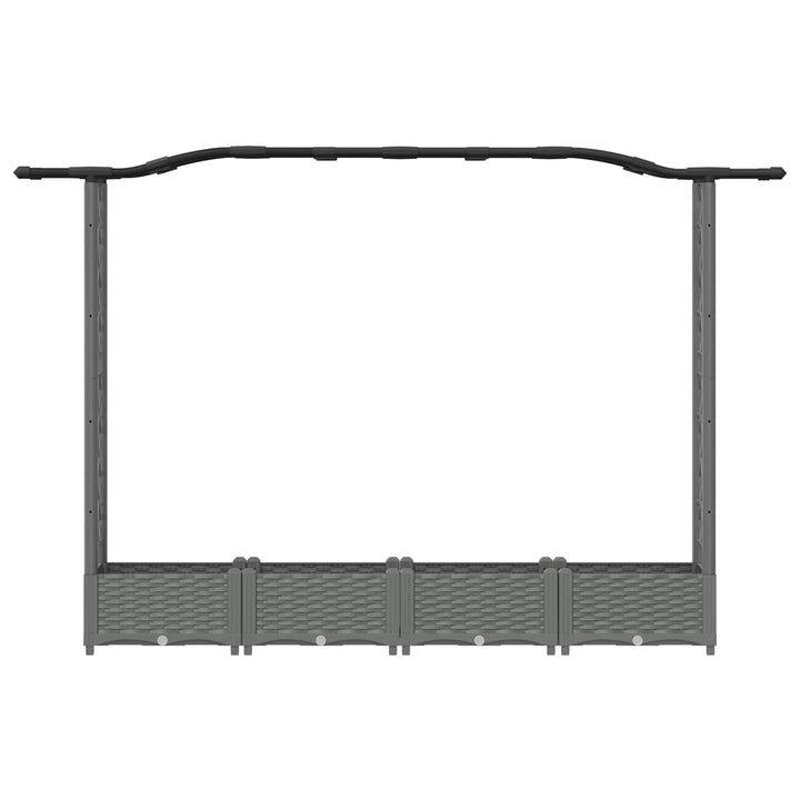 Hævet Bed med Trellis og Tag Lysegrå 207 x 40 x 126 cm PP