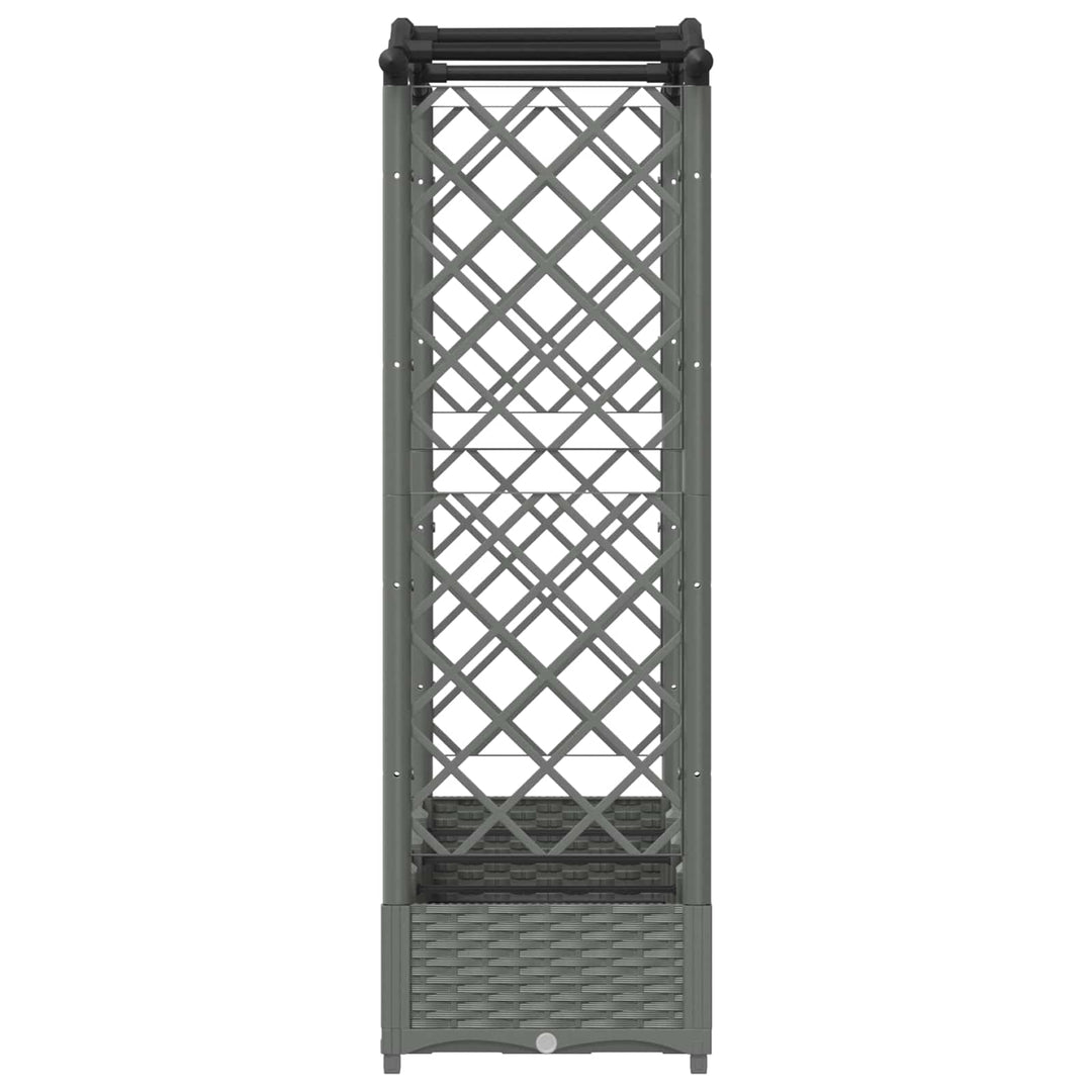 Hævet Bed med Trellis og Tag Lysegrå 207 x 40 x 126 cm PP