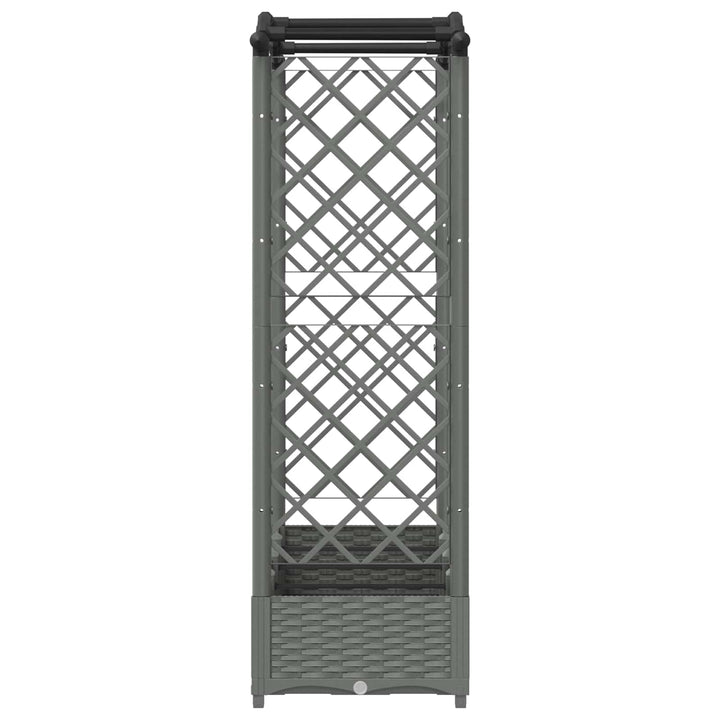 Hævet Bed med Trellis og Tag Lysegrå 207 x 40 x 126 cm PP