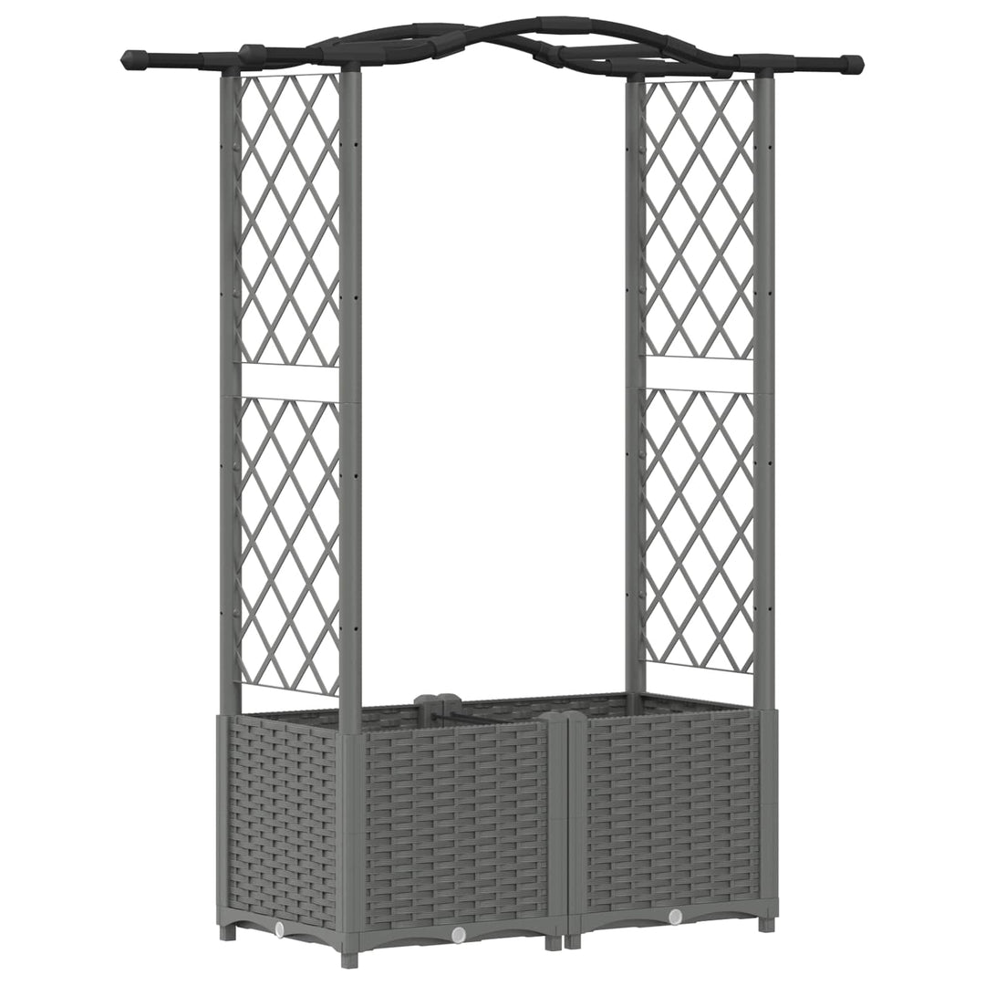 Hævet Bed med Trellis og Tag Lysegrå 125 x 40 x 138 cm PP