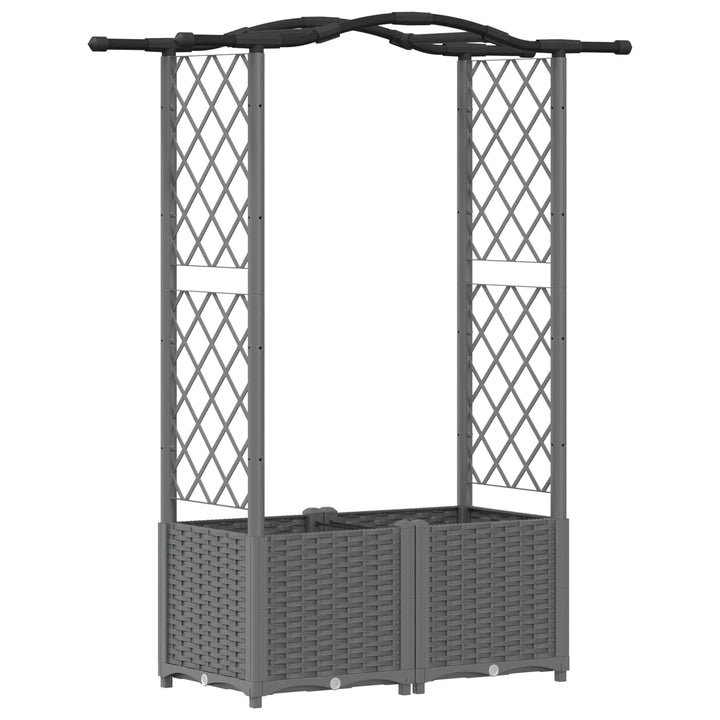 Hævet Bed med Trellis og Tag Lysegrå 125 x 40 x 138 cm PP