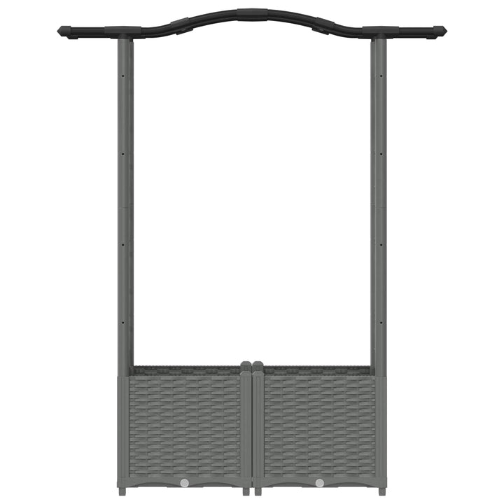 Hævet Bed med Trellis og Tag Lysegrå 125 x 40 x 138 cm PP