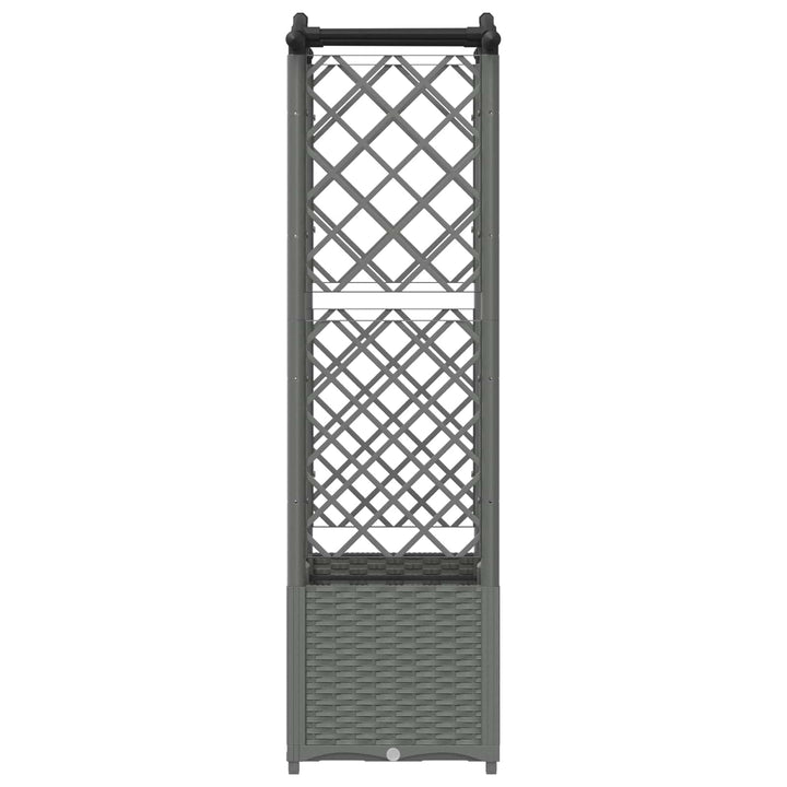 Hævet Bed med Trellis og Tag Lysegrå 125 x 40 x 138 cm PP