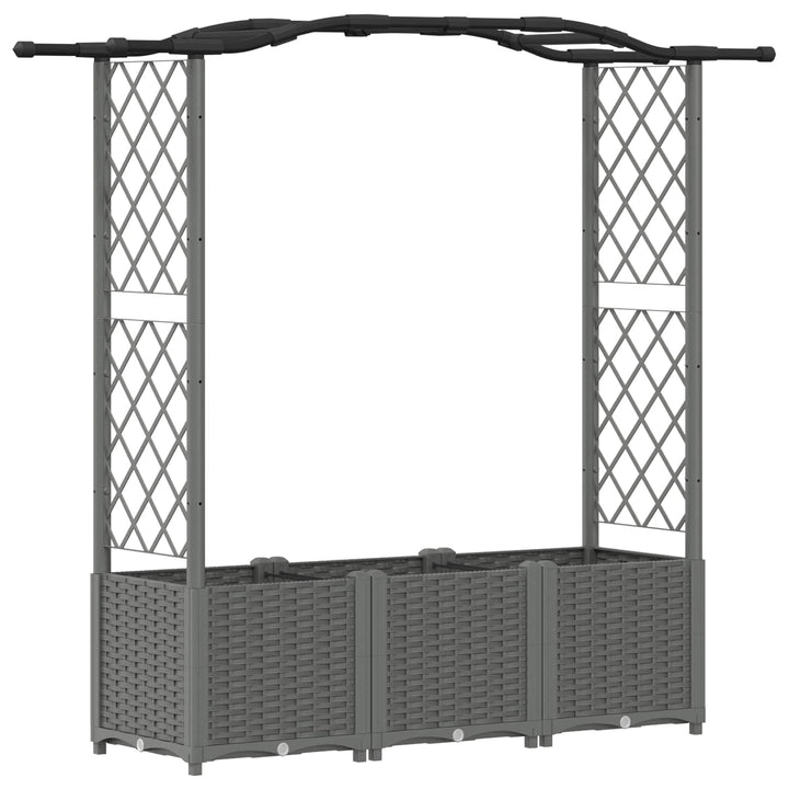 Hævet Bed med Trellis og Tag Lysegrå 164 x 40 x 142 cm PP