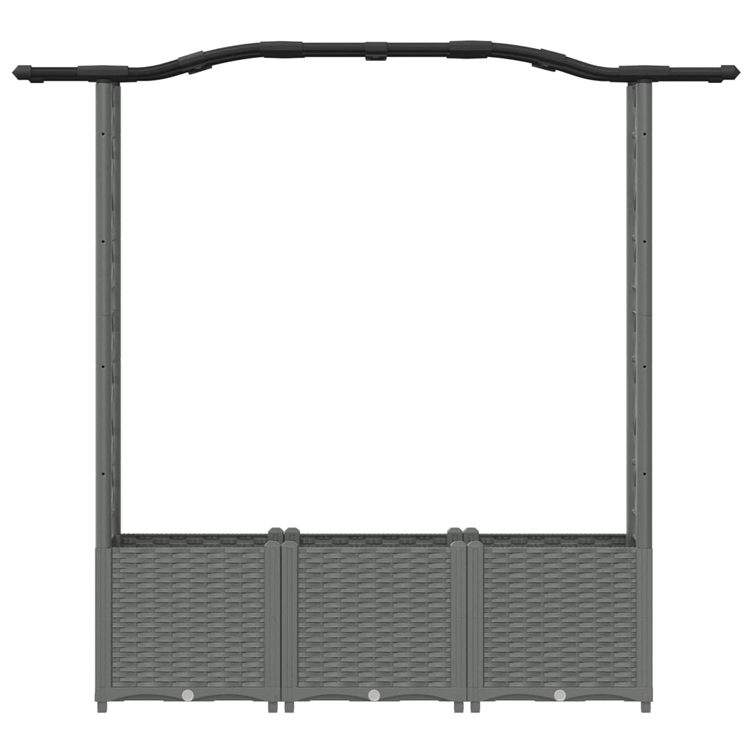 Hævet Bed med Trellis og Tag Lysegrå 164 x 40 x 142 cm PP