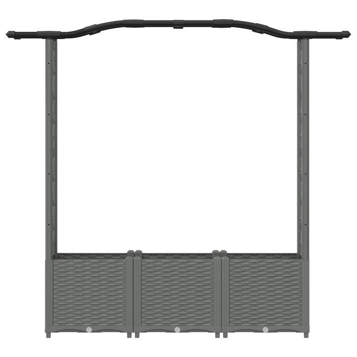 Hævet Bed med Trellis og Tag Lysegrå 164 x 40 x 142 cm PP