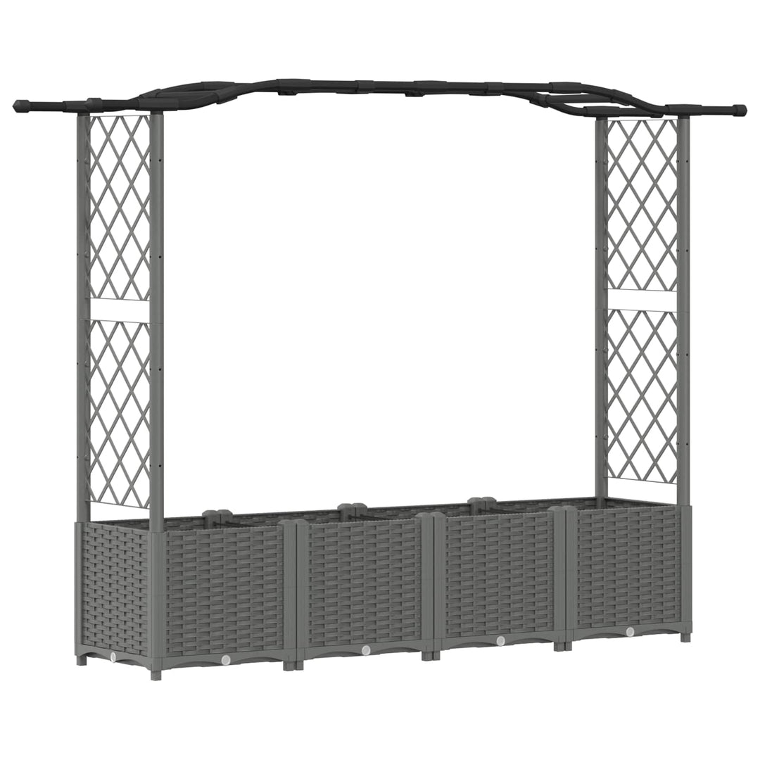 Hævet Bed med Trellis og Tag Lysegrå 204 x 40 x 141 cm PP