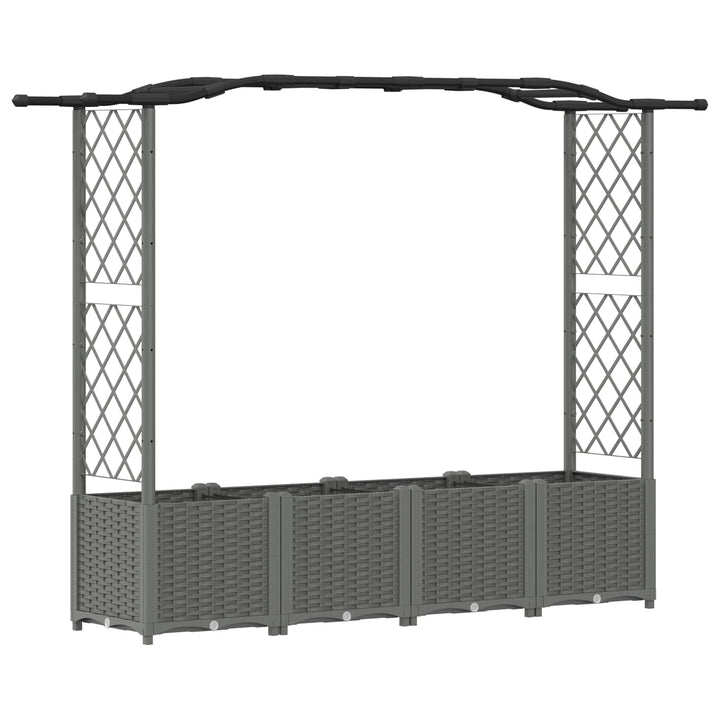 Hævet Bed med Trellis og Tag Lysegrå 204 x 40 x 141 cm PP
