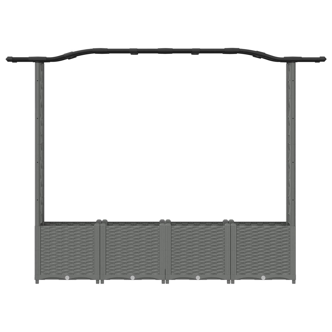 Hævet Bed med Trellis og Tag Lysegrå 204 x 40 x 141 cm PP