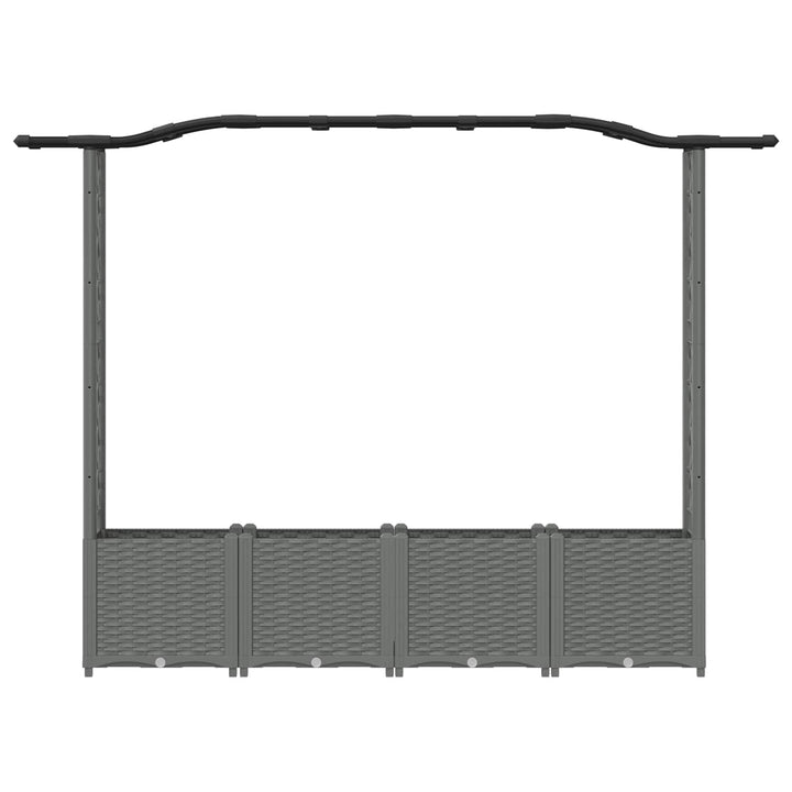 Hævet Bed med Trellis og Tag Lysegrå 204 x 40 x 141 cm PP