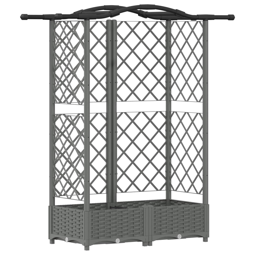 Hævet Bed med Trellis og Tag Lysegrå 124 x 40 x 123 cm PP
