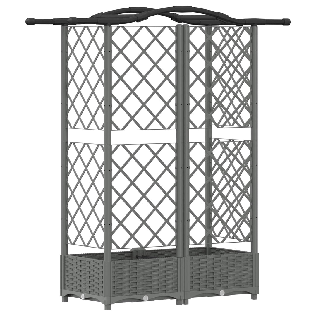Hævet Bed med Trellis og Tag Lysegrå 124 x 40 x 123 cm PP