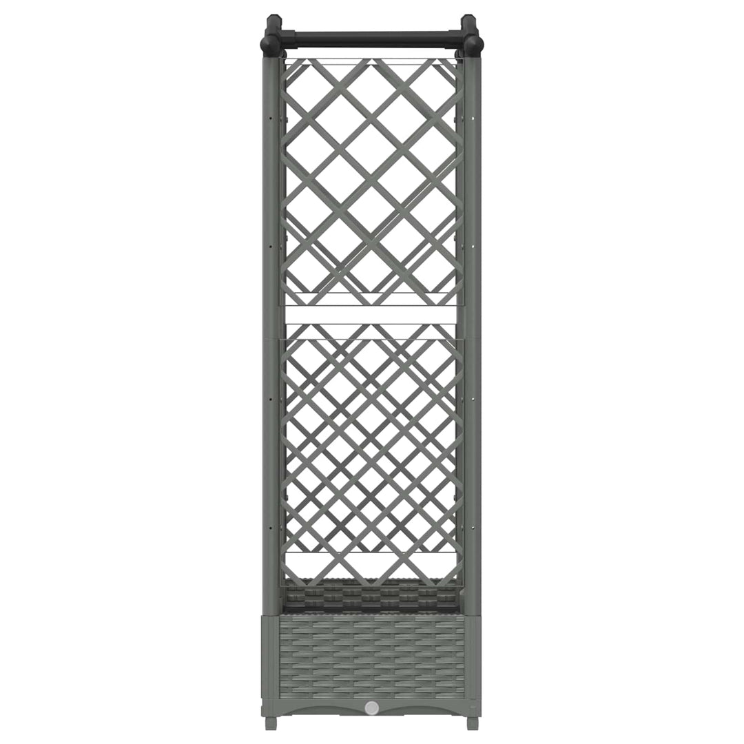 Hævet Bed med Trellis og Tag Lysegrå 124 x 40 x 123 cm PP