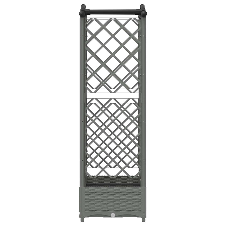 Hævet Bed med Trellis og Tag Lysegrå 124 x 40 x 123 cm PP