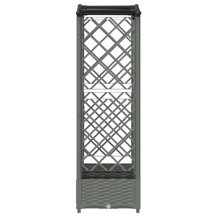 Hævet Bed med Trellis og Tag Lysegrå 163 x 40 x 123 cm PP