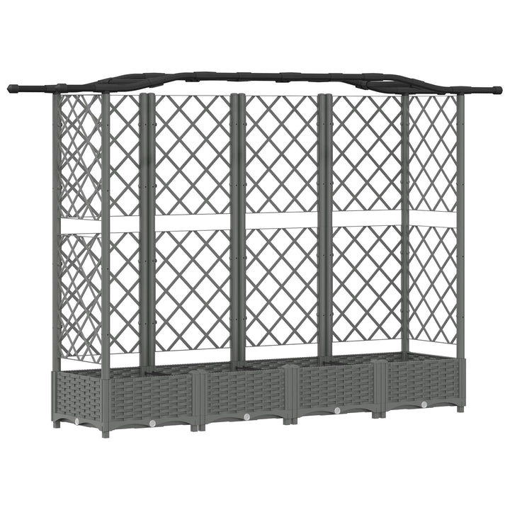 Hævet Bed med Trellis og Tag Lysegrå 203,5 x 40 x 123 cm PP