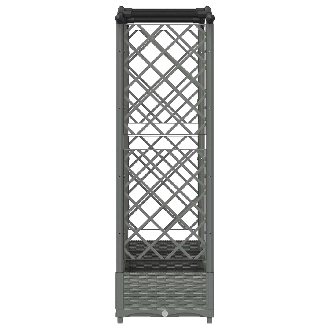 Hævet Bed med Trellis og Tag Lysegrå 203,5 x 40 x 123 cm PP