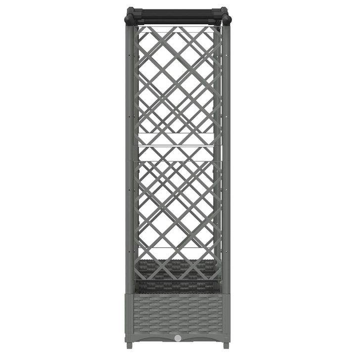 Hævet Bed med Trellis og Tag Lysegrå 203,5 x 40 x 123 cm PP