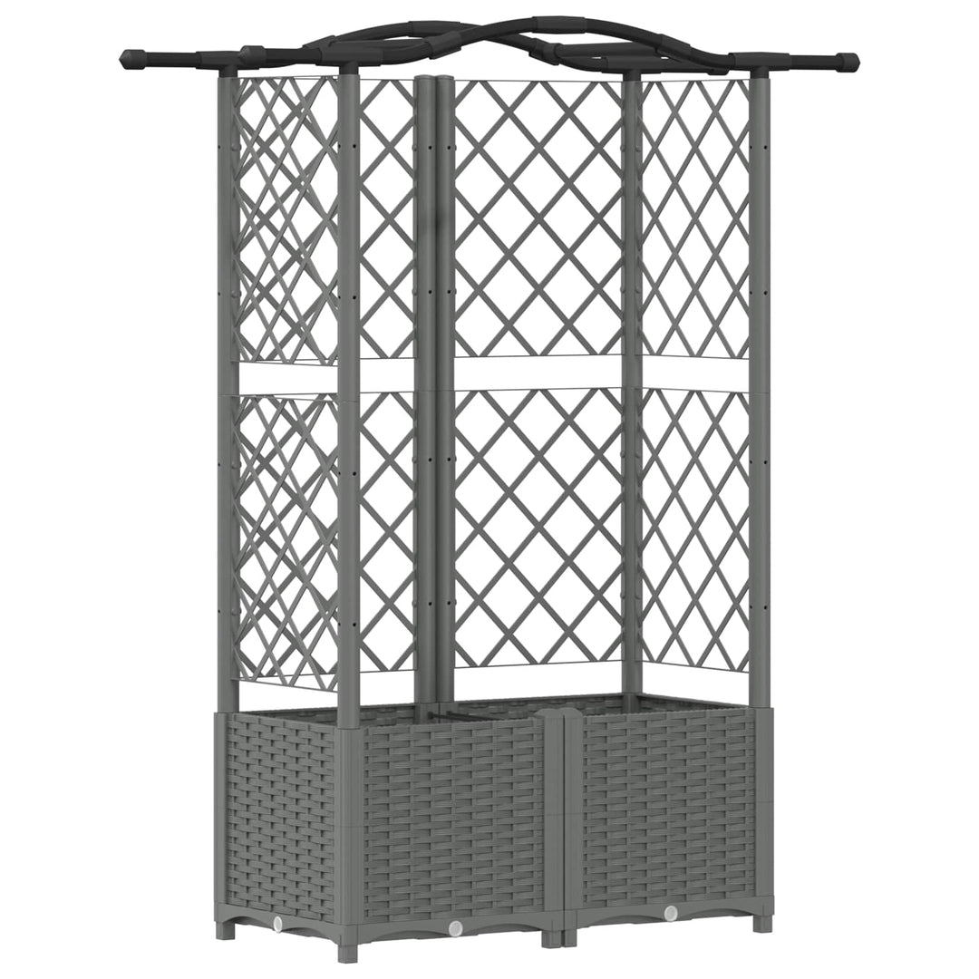 Hævet Bed med Trellis og Tag Lysegrå 122 x 40 x 138 cm PP