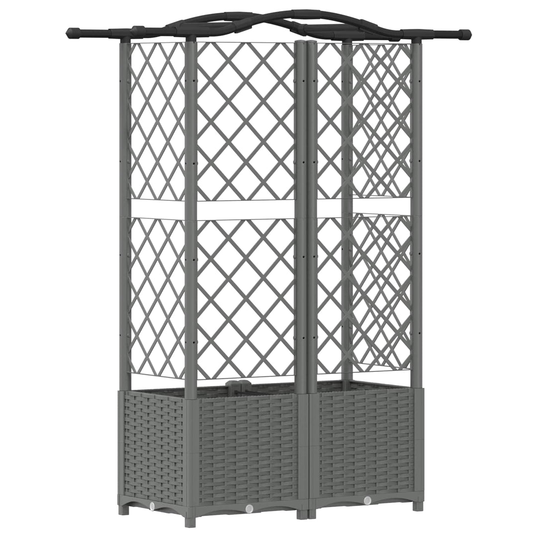 Hævet Bed med Trellis og Tag Lysegrå 122 x 40 x 138 cm PP