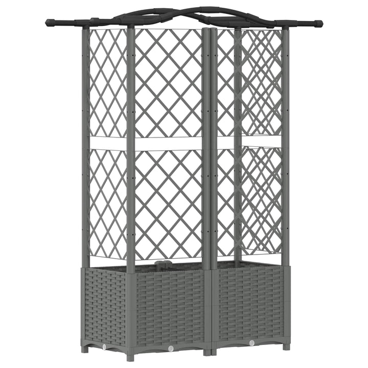 Hævet Bed med Trellis og Tag Lysegrå 122 x 40 x 138 cm PP