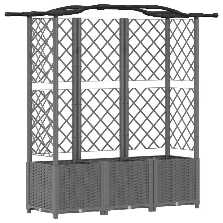 Hævet Bed med Trellis og Tag Lysegrå 163 x 40 x 138 cm PP