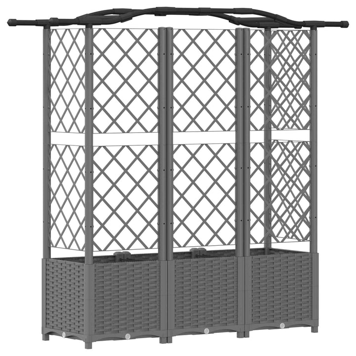 Hævet Bed med Trellis og Tag Lysegrå 163 x 40 x 138 cm PP
