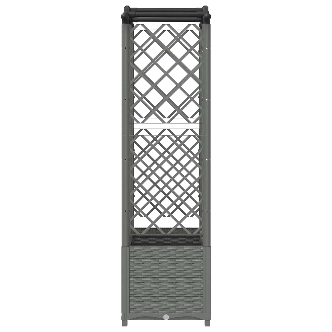 Hævet Bed med Trellis og Tag Lysegrå 163 x 40 x 138 cm PP