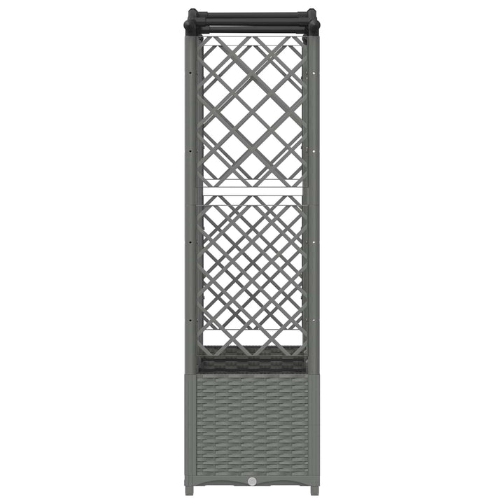 Hævet Bed med Trellis og Tag Lysegrå 163 x 40 x 138 cm PP