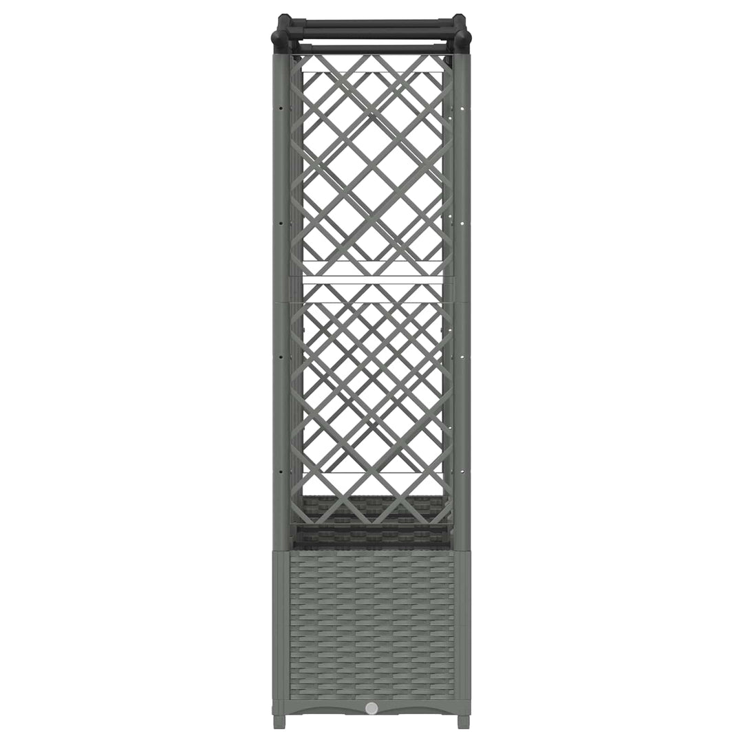 Hævet Bed med Trellis og Tag Lysegrå 204 x 40 x 138 cm PP