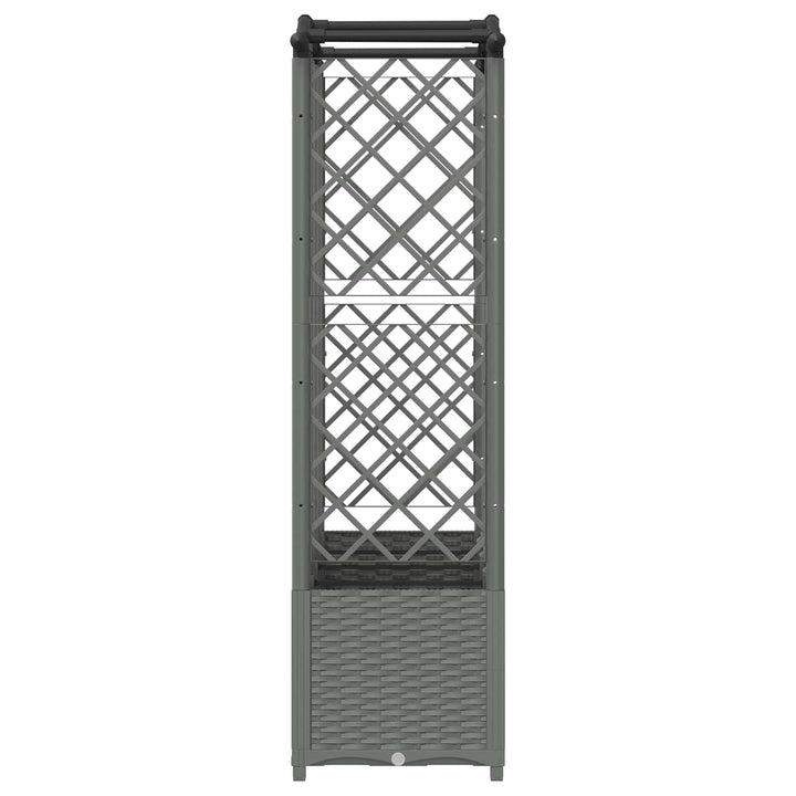 Hævet Bed med Trellis og Tag Lysegrå 204 x 40 x 138 cm PP