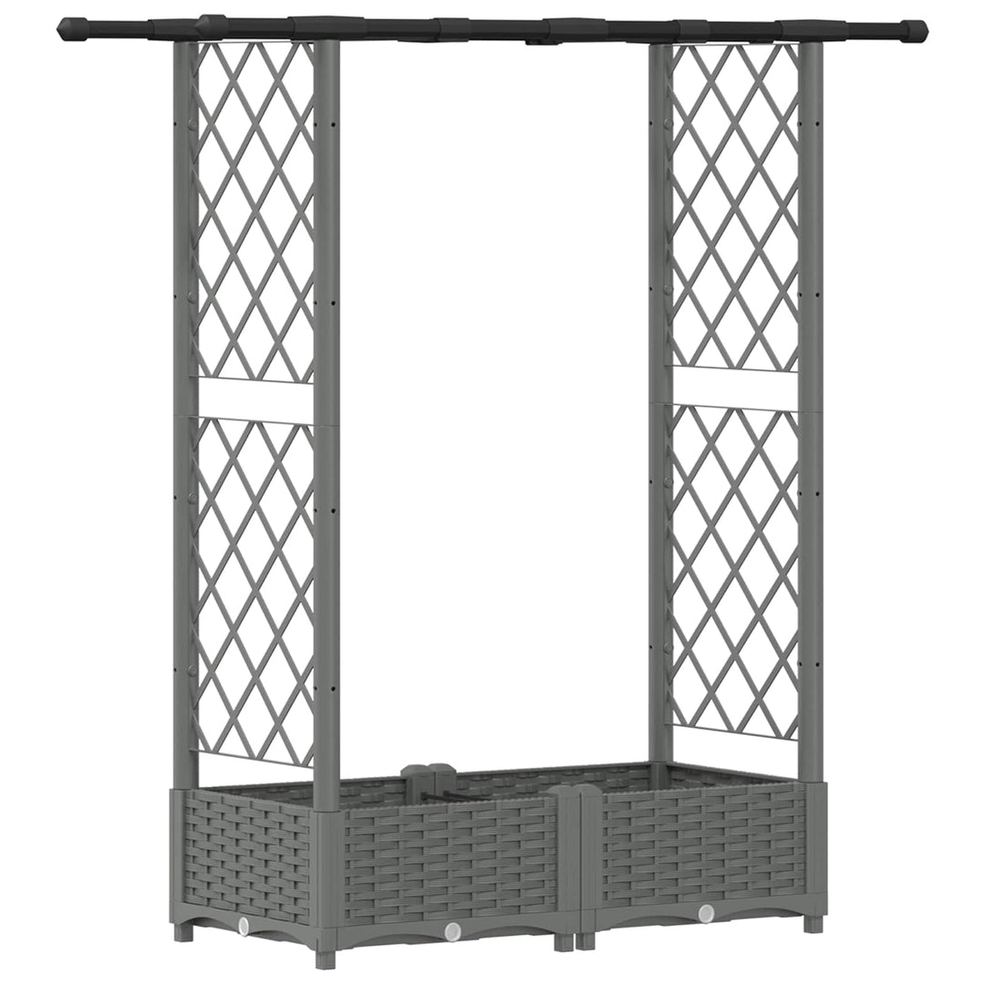 Hævet Bed med Trellis og Tag Lysegrå 122,5 x 40 x 121 cm PP