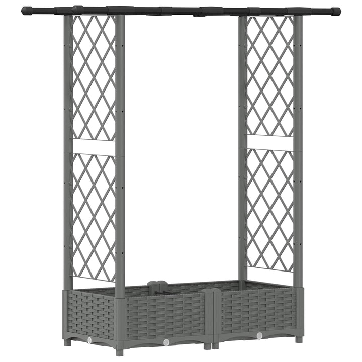 Hævet Bed med Trellis og Tag Lysegrå 122,5 x 40 x 121 cm PP