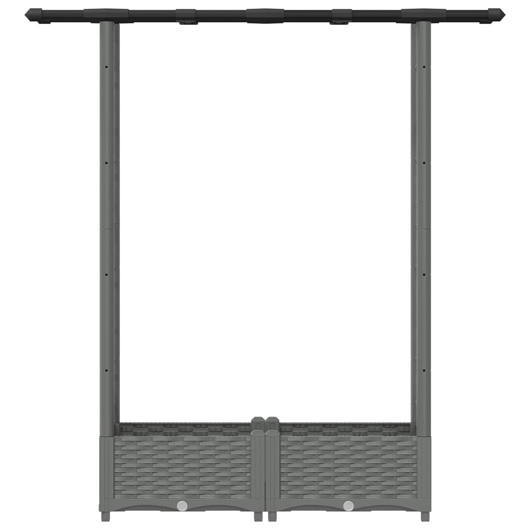 Hævet Bed med Trellis og Tag Lysegrå 122,5 x 40 x 121 cm PP