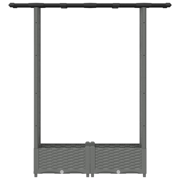 Hævet Bed med Trellis og Tag Lysegrå 122,5 x 40 x 121 cm PP