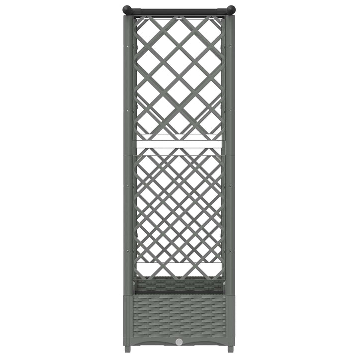 Hævet Bed med Trellis og Tag Lysegrå 122,5 x 40 x 121 cm PP