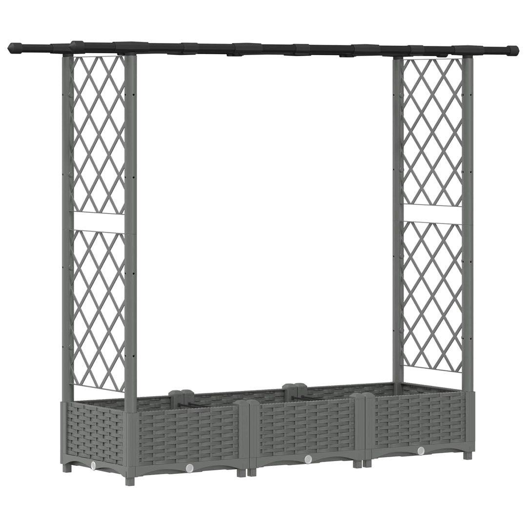 Hævet Bed med Trellis og Tag Lysegrå 164 x 40 x 123 cm PP