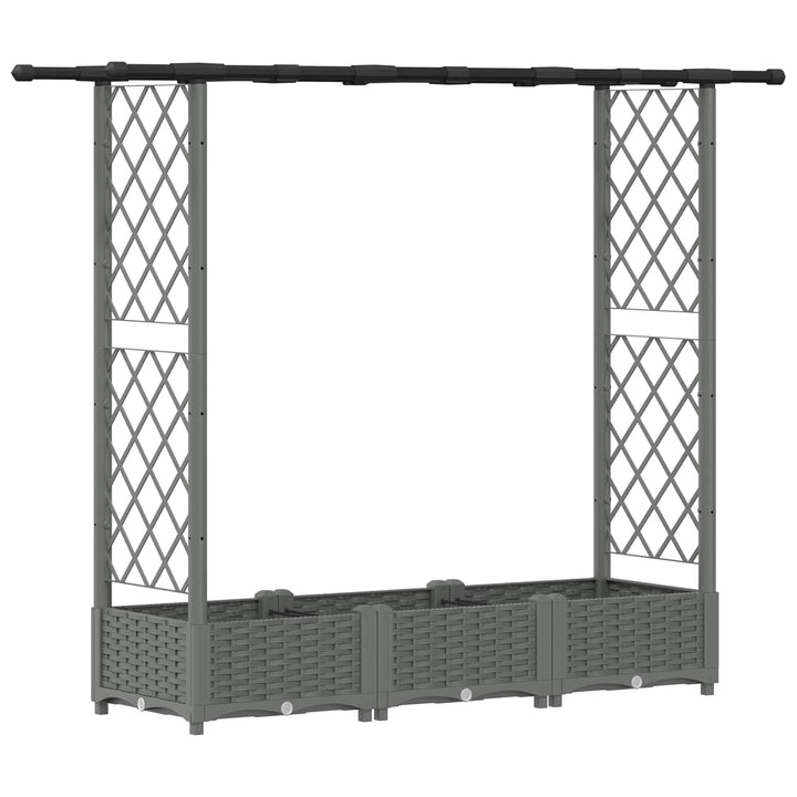 Hævet Bed med Trellis og Tag Lysegrå 164 x 40 x 123 cm PP